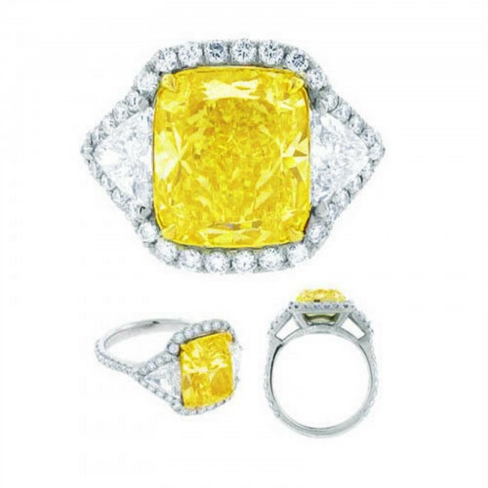 2.25 Carat Fancy Yellow Radiant Shape Diamond Ring
